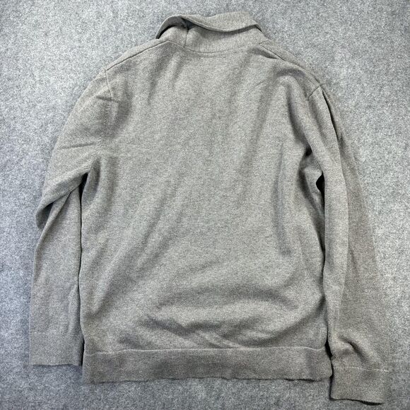 Chaps Sweater Mens Large Gray Shawl Collar Button Front Cotton Cardigan - Picture 10 of 10